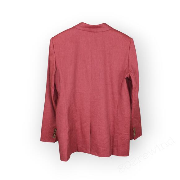 Sz12 AnnTaylor Longline Blazer LinenBlend Rose Burgundy Relaxed - Picture 11 of 11